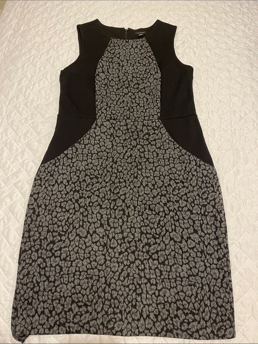 Ann Taylor Black Dress with Gray Patterned Panels